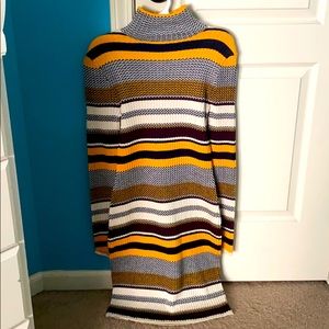 Multicolored knit sweater dress